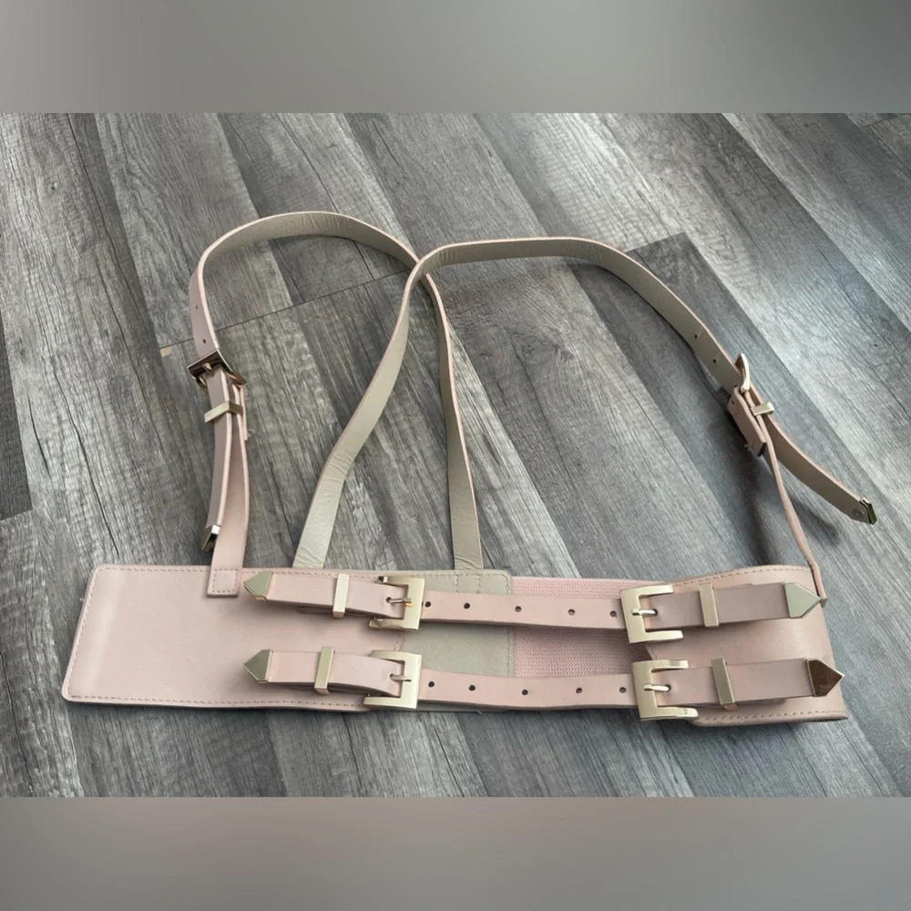Pastel goth pink underbust corset belt harnesss S-XL whimsigoth boho - Picture 3 of 9